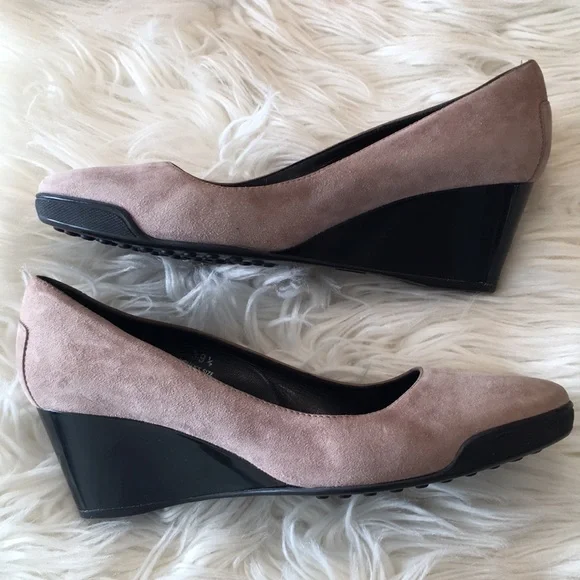 Tod’s Taupe Suede “Wedge Décolleté” Heel